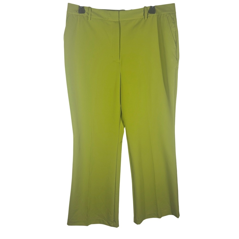 Worthington High Rise Trouser‎ Pants Size 18 Golden Lime Wrinkle Free Career NEW